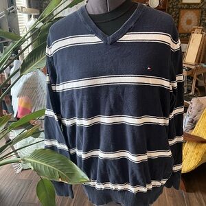 Tommy Hilfiger Men's Navy Striped Sweater size L